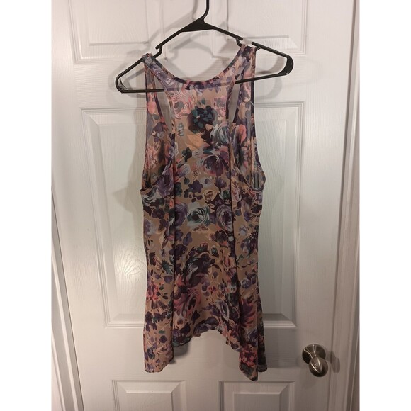 Tramp Blouse Size M Pink Multicolor Sleeveless Floral - Picture 3 of 8